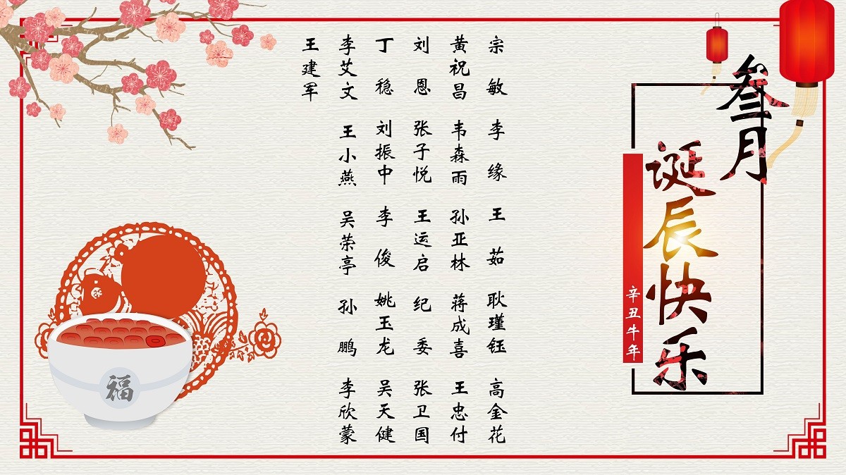 【生日祝福】恭祝03月生日的員工生日快樂(lè)！